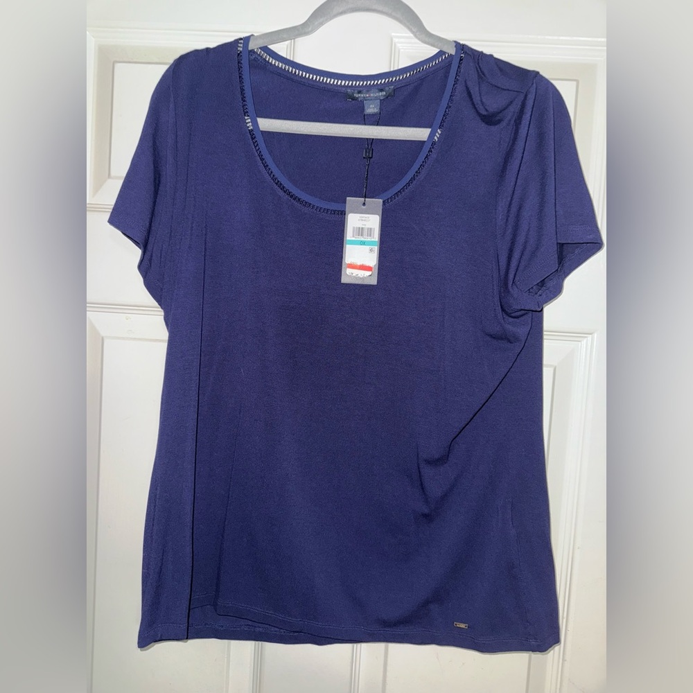 NWT Tommy Hilfiger Women's Navy Blue Short Sleeve Tee Size 0X